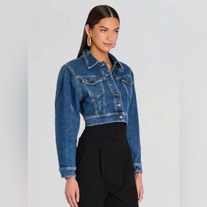 Retrofete Daria Cropped Distressed Denim Jacket - Size XS